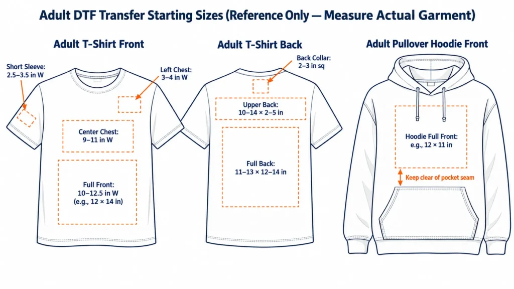 DTF Transfer Size Chart: How to Size and Position Graphics